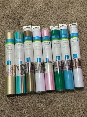 Cricut Premium Vinyl Bundle - Gold,Pink Pearl, Green, blue,White, transparent